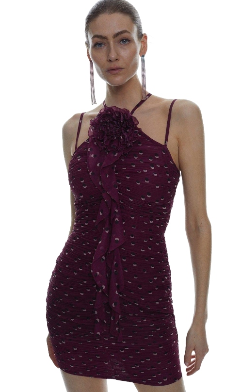 Karen Millen Šaty Bordó Puntíky 3R6G3_B* 38 3_6