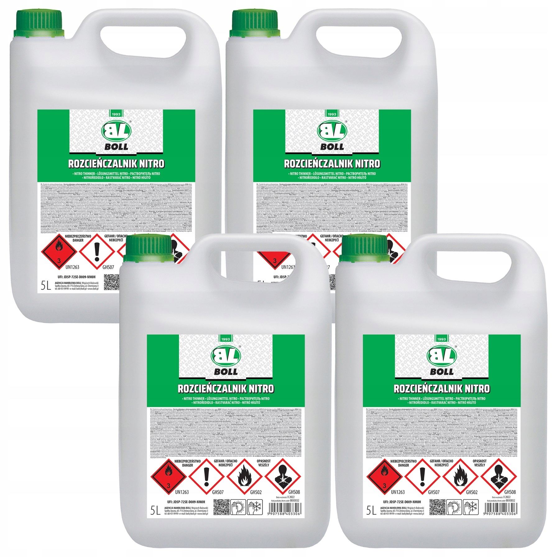 4x Boll Rozcieńczalnik Rozpuszczalnik Nitro 5L 0030032 20L