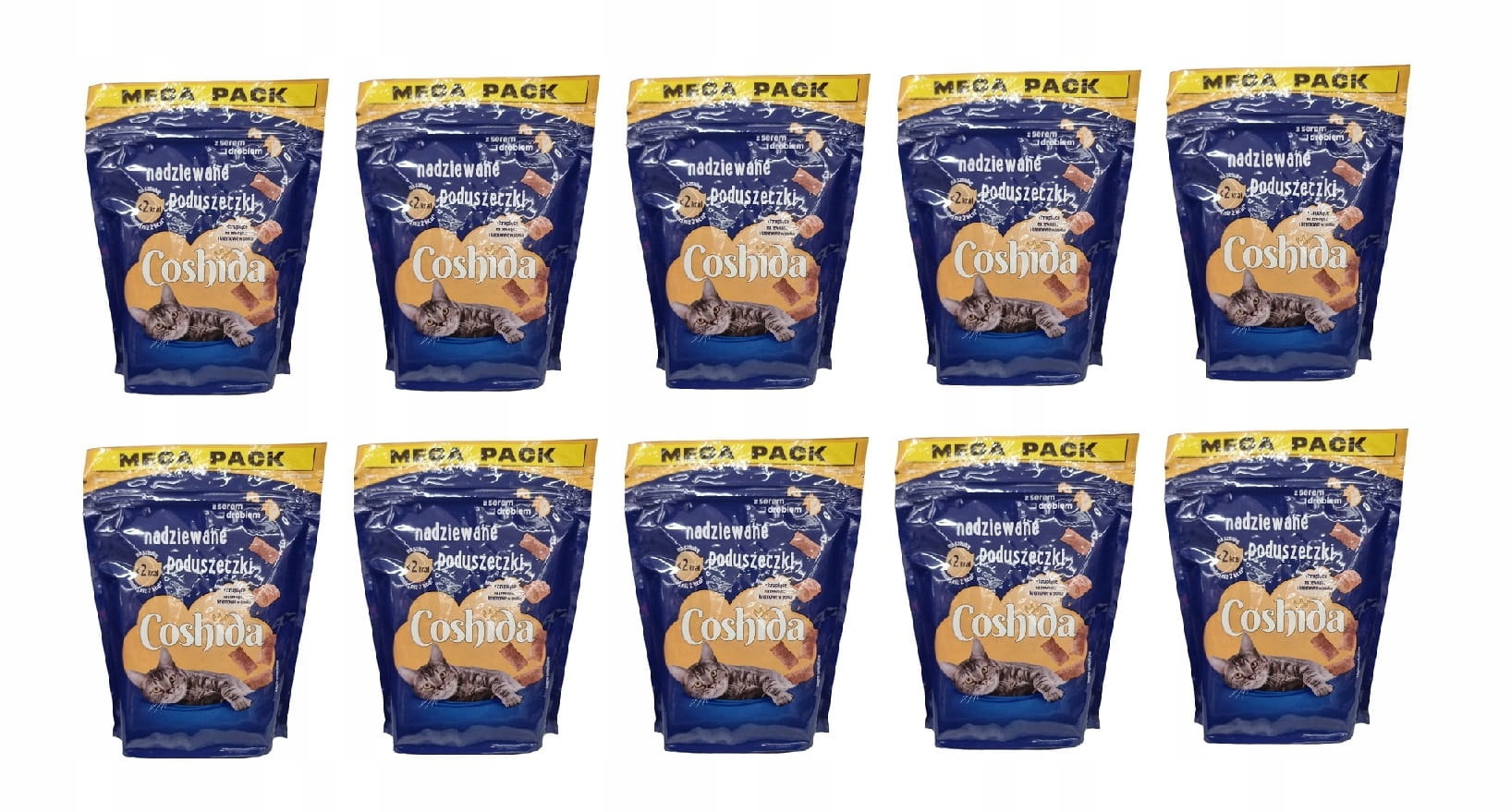 Coshida Plněné polštářky pro kočky se sýrem a drůbežím masem 10 x 150 g