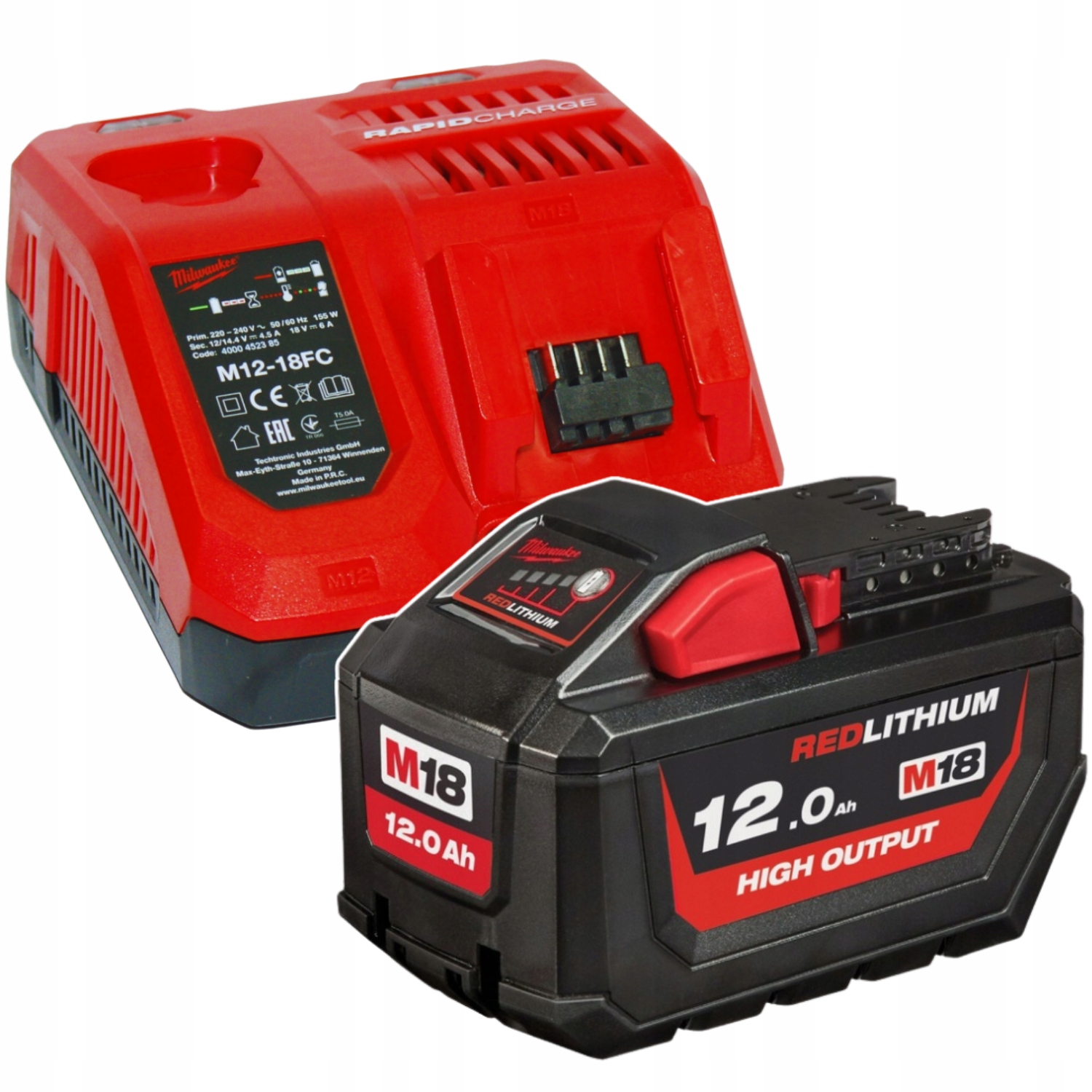 Akumulator Milwaukee M18 HB12 High Output 4932464260 i Ładowarka M12 18FC