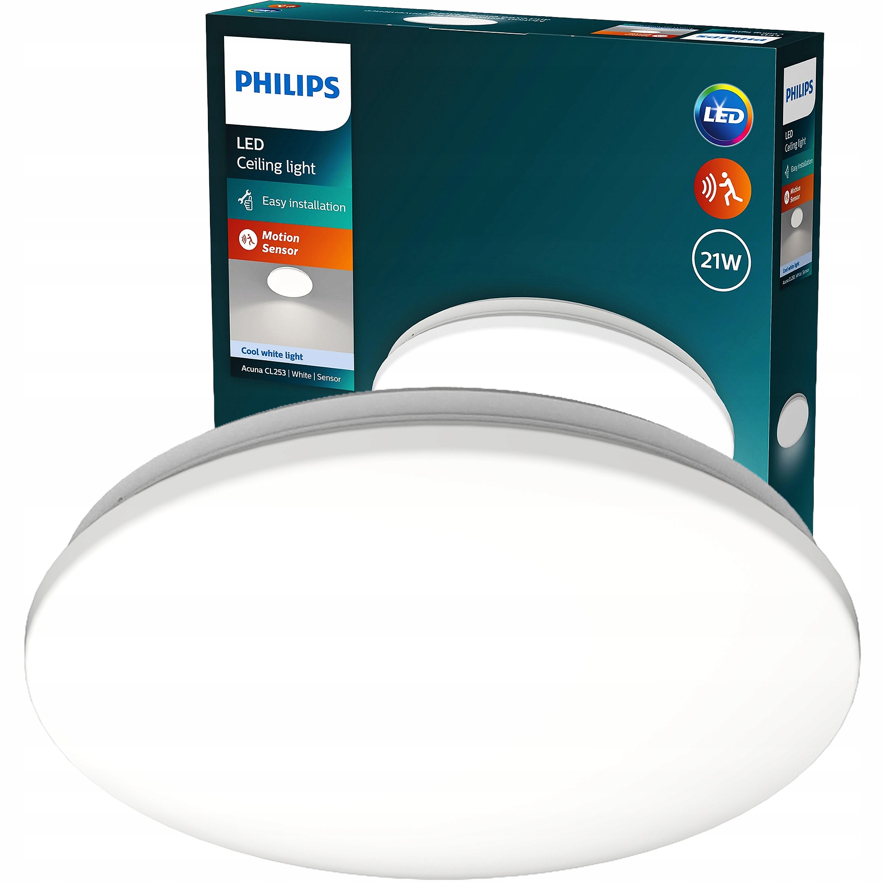 Plafon Led Lampa Sufitowa 21W 4000K Czujnik Ruchu I Zmierzchu Acuna Philips