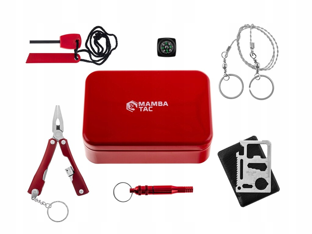 Zestaw survivalowy przetrwania w pudełku Mamba Tac Sos Survival Kit