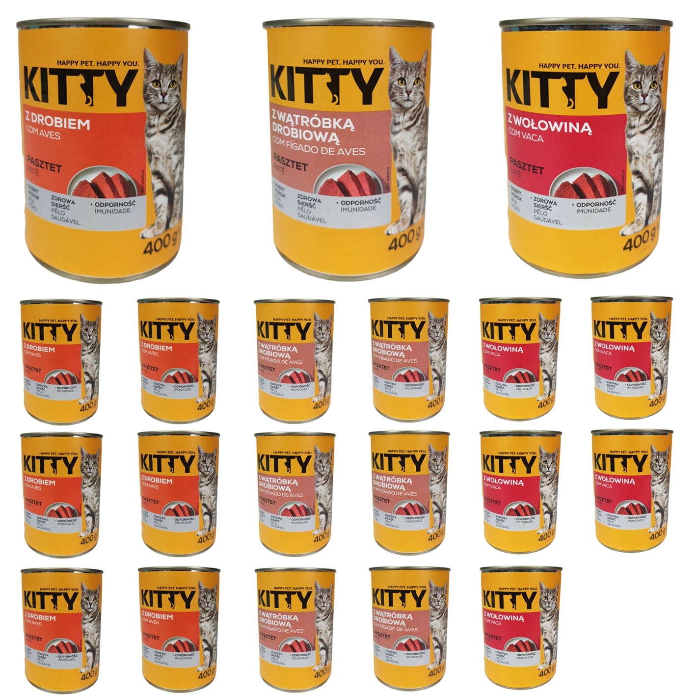 Levně Krmivo mokré pro kočky Paštika Mix 20x400g Kitty