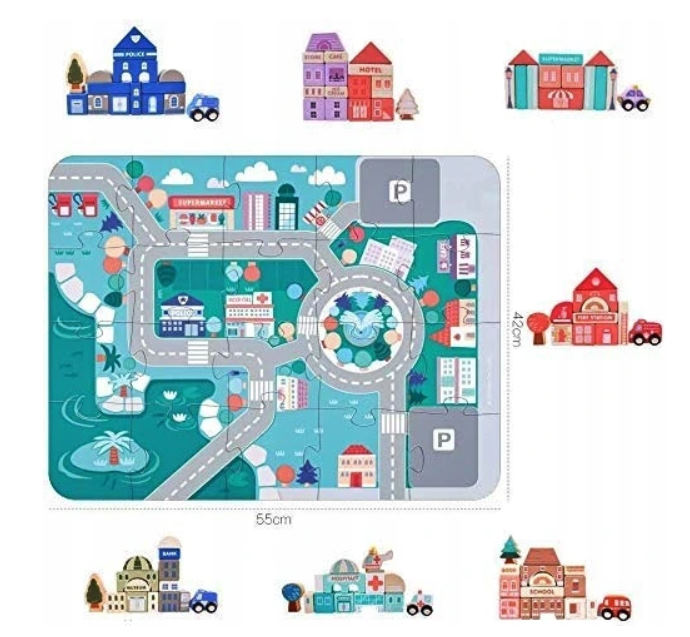 DREWNIANE KLOCKI ZESTAW DROGA MIASTO 115 ELEMENTÓW Kod producenta DH015220