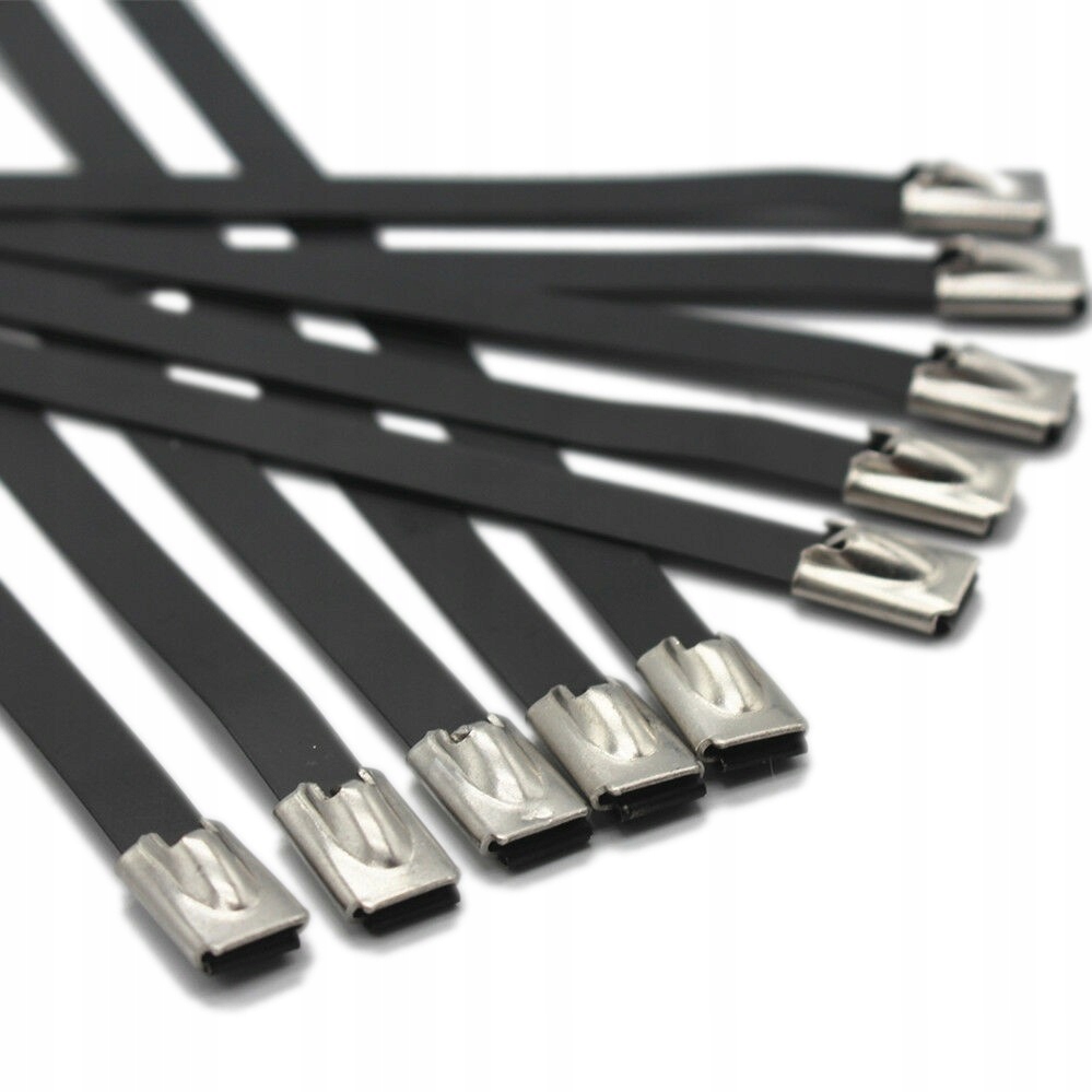 ZACISKOWE OPASKI KABLOWE STALOWE TRYTKI ball-lock POWLEKANE 290x4.6mm