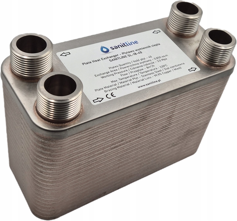 Výměník Tepla 40 Deskový Sanitline SL-18-40-A1 Výkon 50 kW Připojení 4x 1"