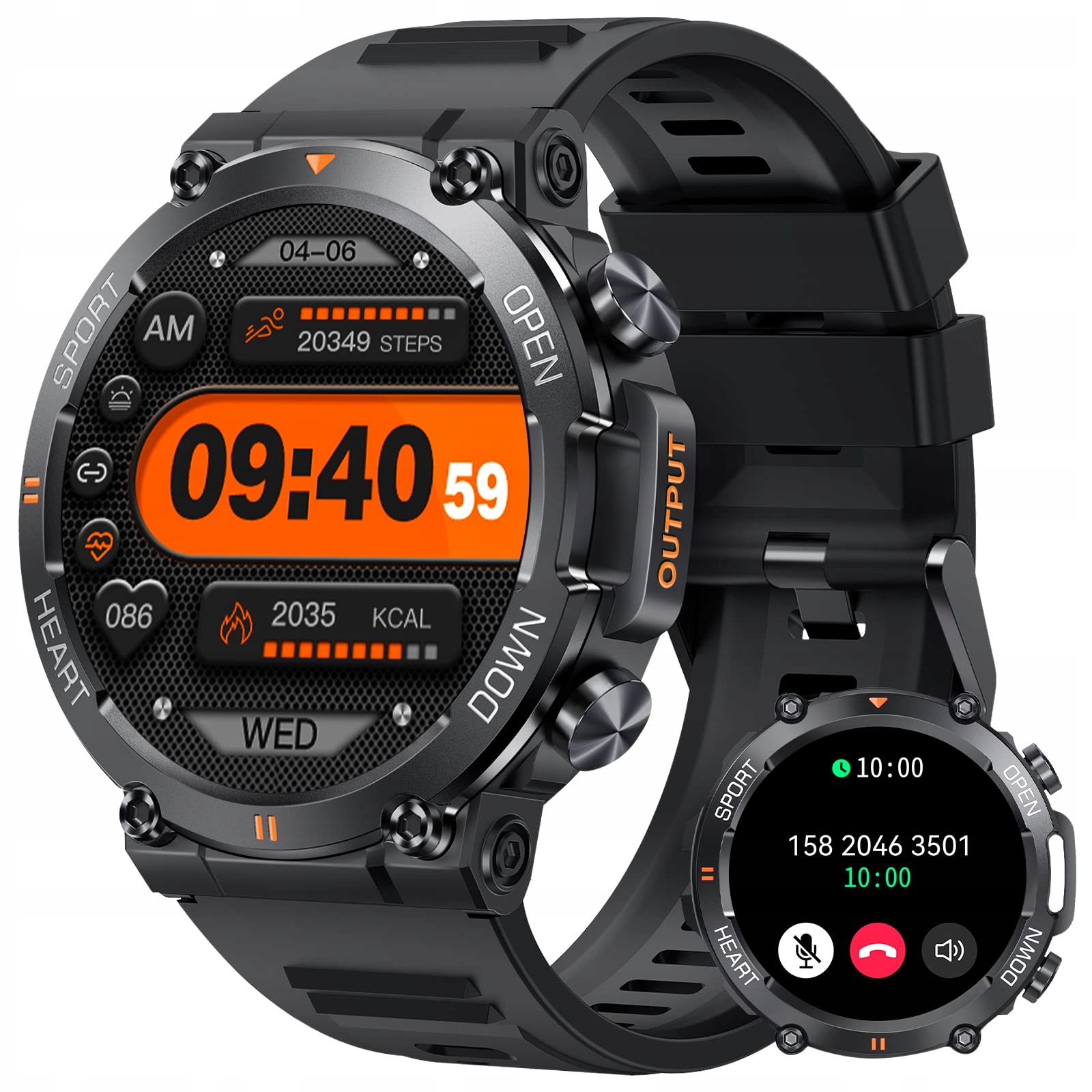 INTELIGENTNY ZEGAREK SMARTWATCH MĘSKI WODOODPORNY SPORTOWY BT 5.0