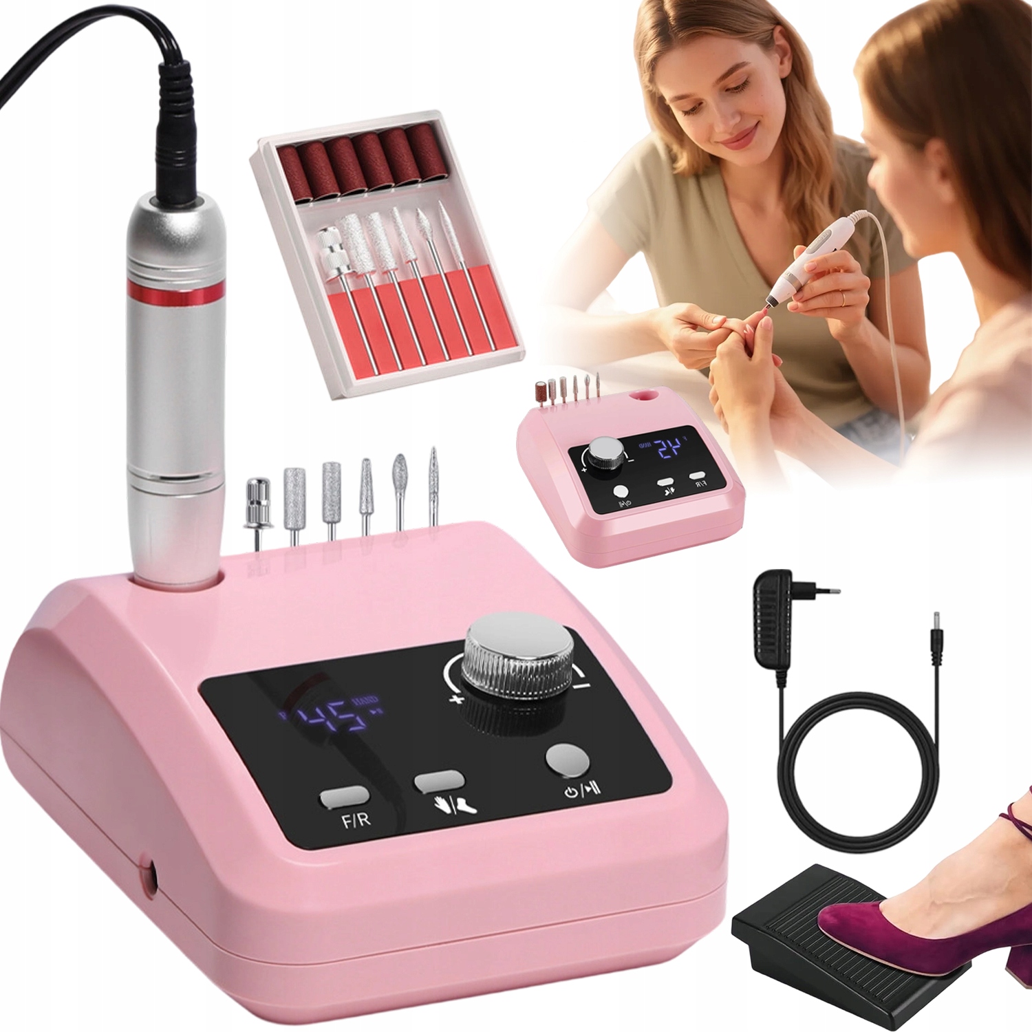 Bruska Na Nehty Manikúra Pedikúra Silná Sada Frézy