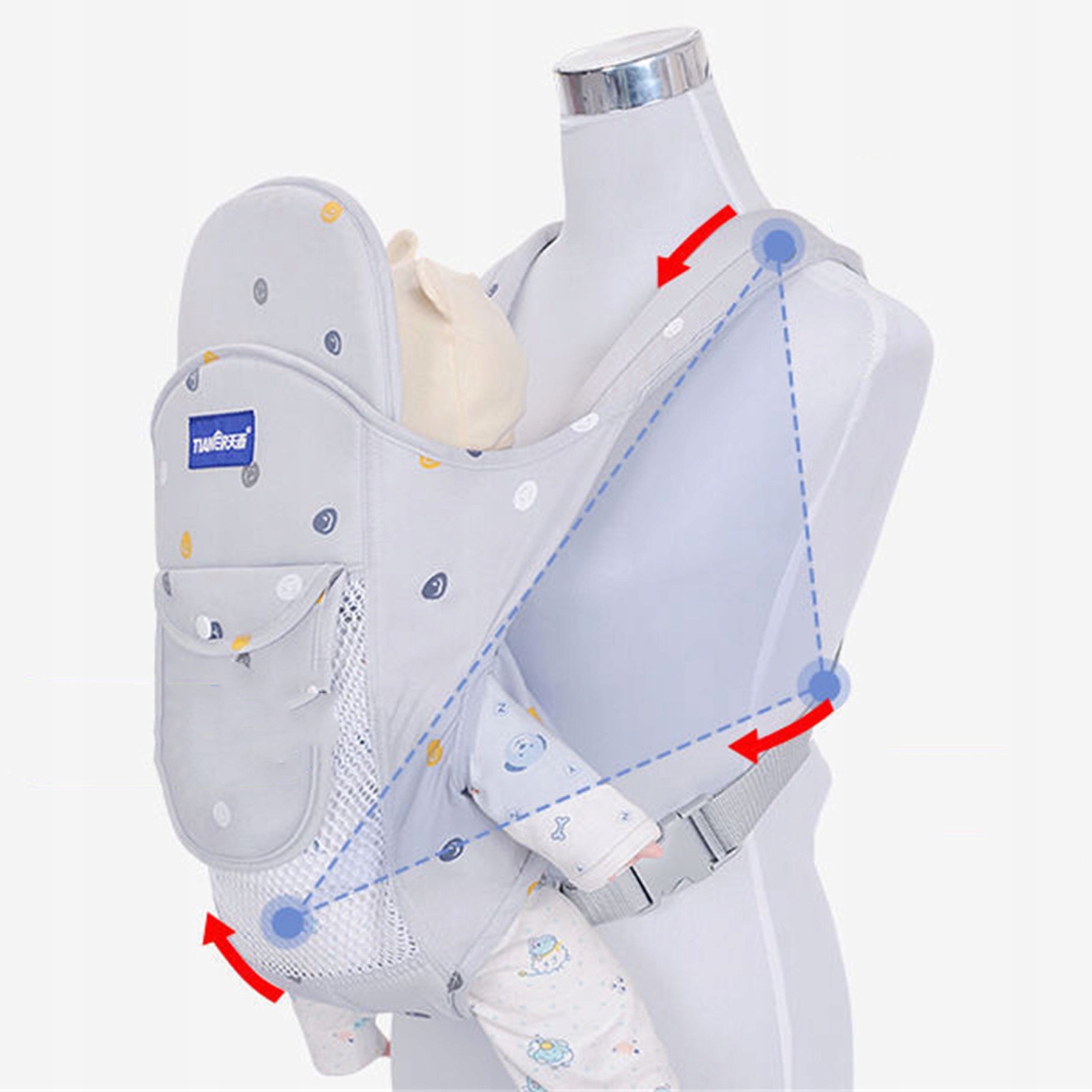 Baby Carrier Thickened Straps Front Back Carrying Balanced Force Avoid Musc Marka bez marki