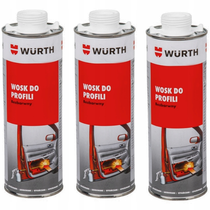 3x Wurth Bezfarebný Vosk Na Uzavreté Profily 1 L