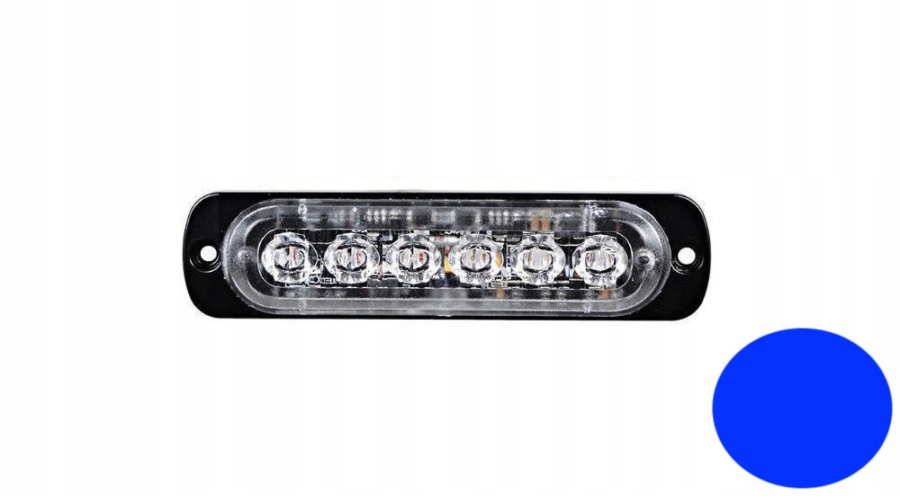 LAMPA OBRYSOWA STROBO 6 LED 12V-24V NIEBIESKA