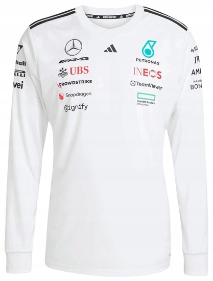 Tričko Mercedes Amg Petronas F1 adidas 2025 Long Sleeve White vel. L