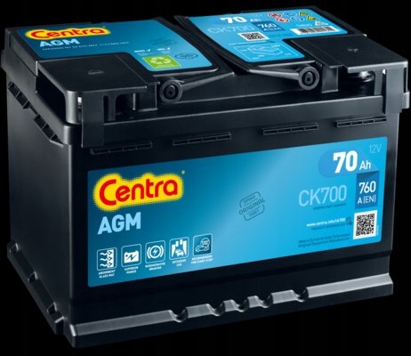 CENTRA CK700 Start-Stop Batterie 12V 70Ah 760A B13 Batterie AGM