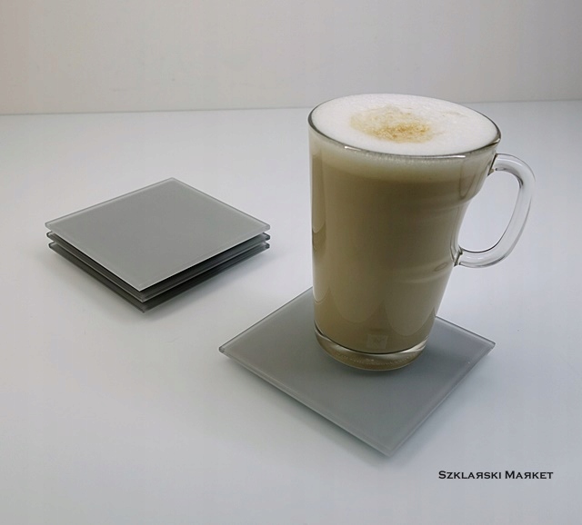 

Podkładka szklana pod kubek mat szara 10x10 cm