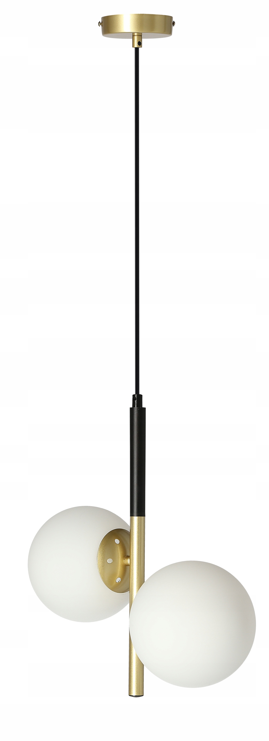 Dvojitá závěsná lampa Převis Černá Matná Zlatá Stínidla Bílá Matná Mléčná