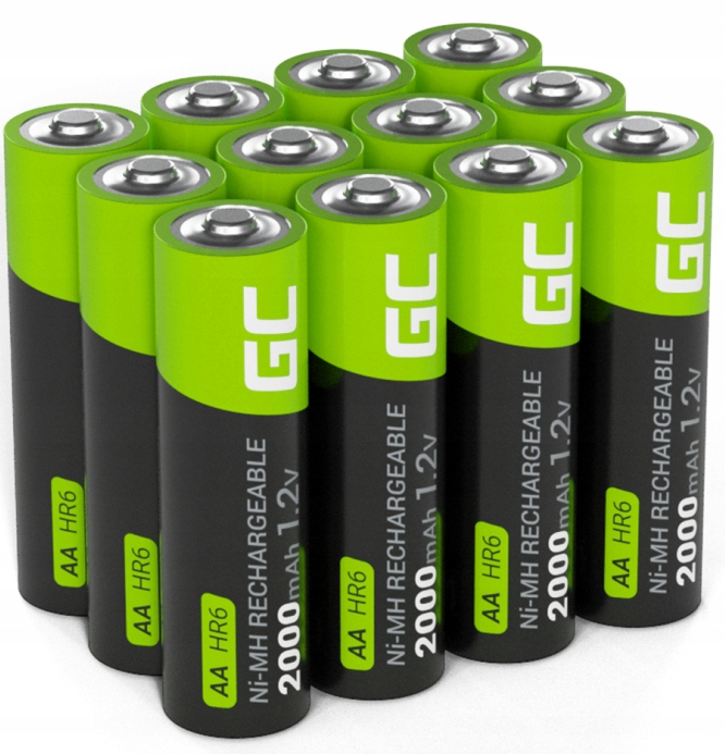 12 x Nabíjecí Baterie Tužkové Baterie Aa R6 2000 mAh Baterie Pro Nabíjení Solárních Lamp