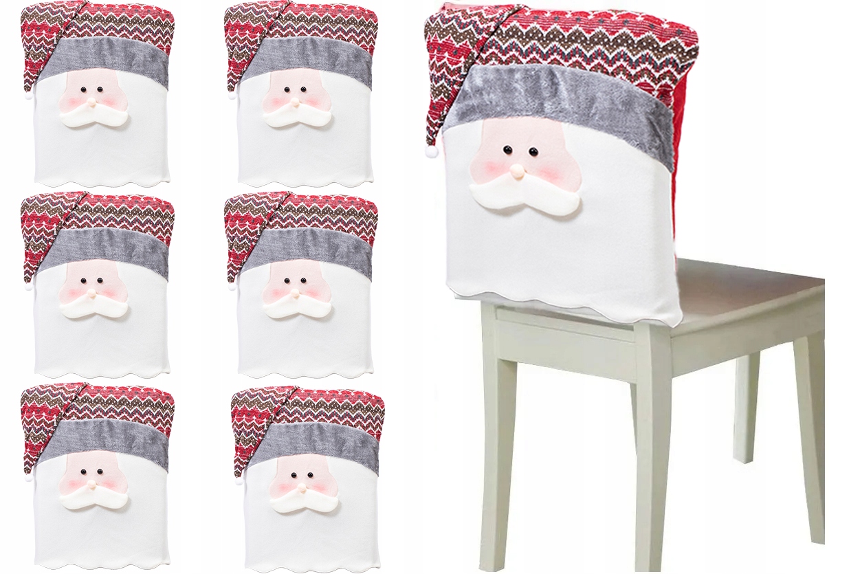 POKROWIEC ŚWIĄTECZNY NA KRZESŁO MIKOŁAJ - 6 SZT
