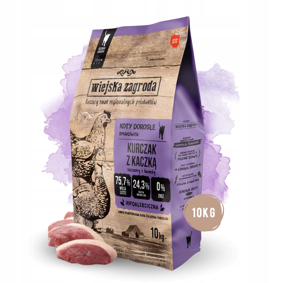 Wiejska Zagroda Karma sucha dla kota Kurczak z Kaczką i Warzywami 10kg