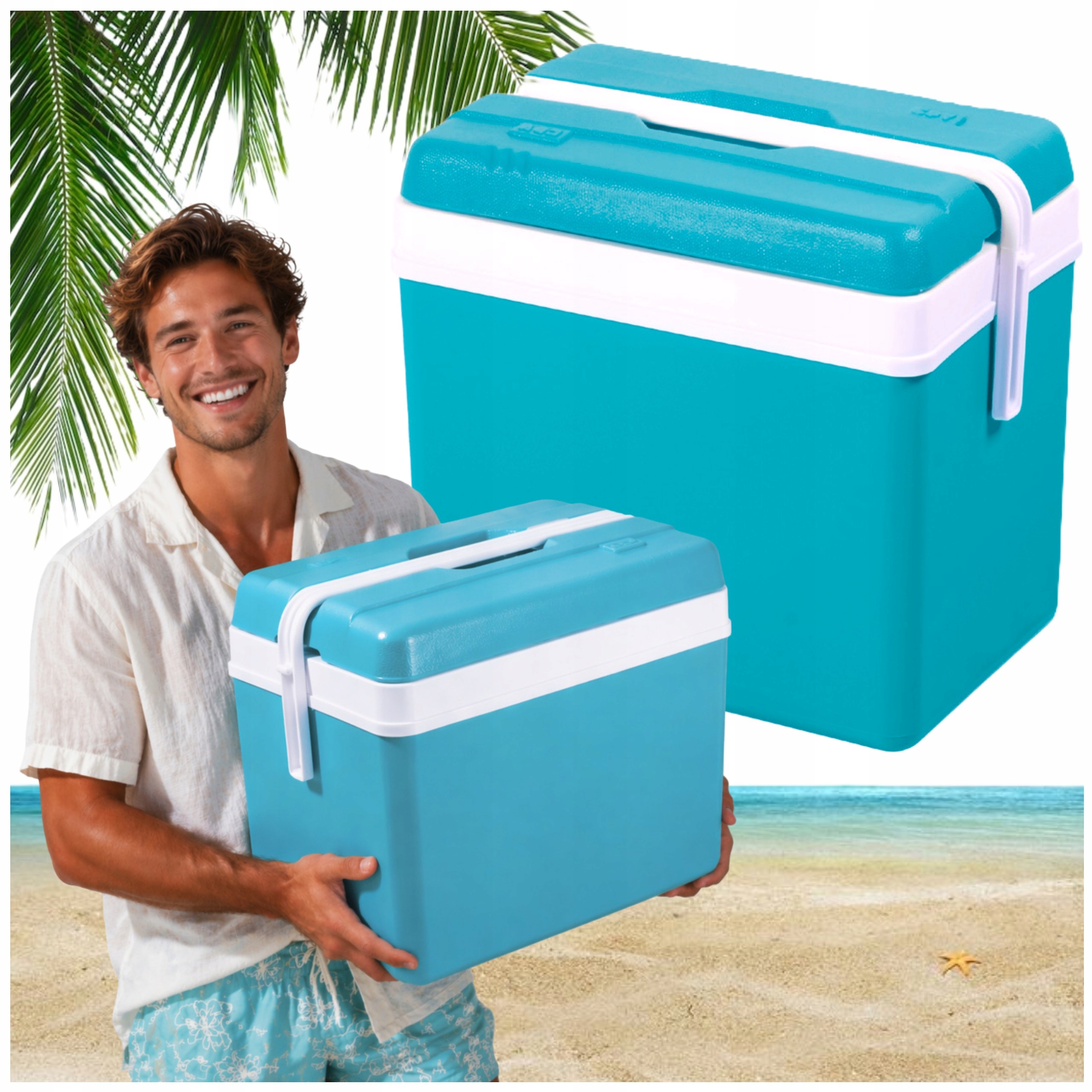 Pojemna Lodówka Na Wkłady 35L turystyczna duża przenośna pasywna Kempingowa