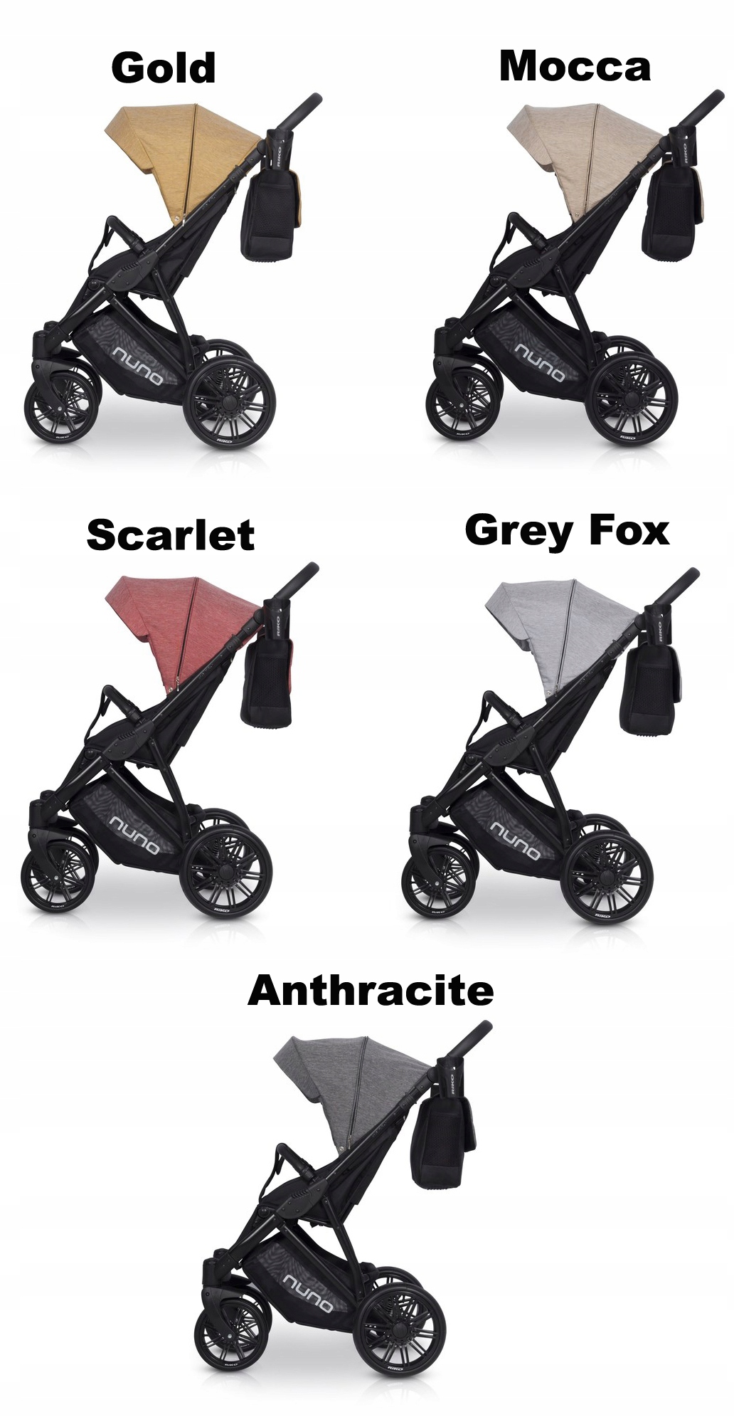 WÓZEK SPACEROWY RIKO NUNO GREY + TORBA FULL OPCJA Model nuno