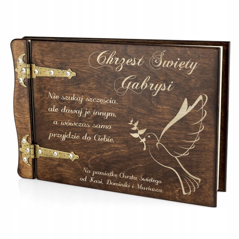 Drewniany Album Urodziny Chrzest Grawer