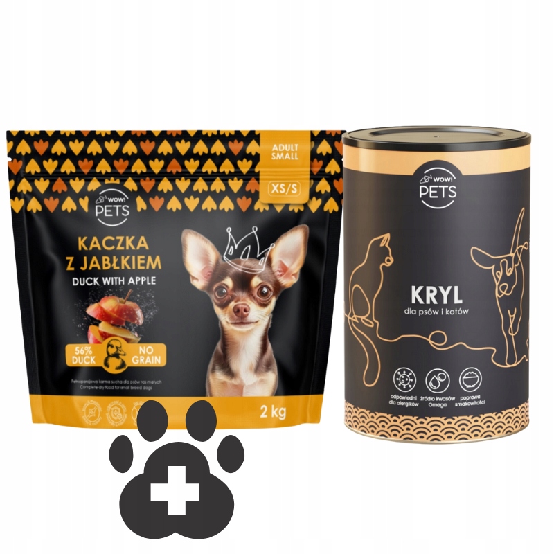 Suché Krmivo pro psy Kachna s jablkem Xs/s Krill moučka 130g zdravý pes