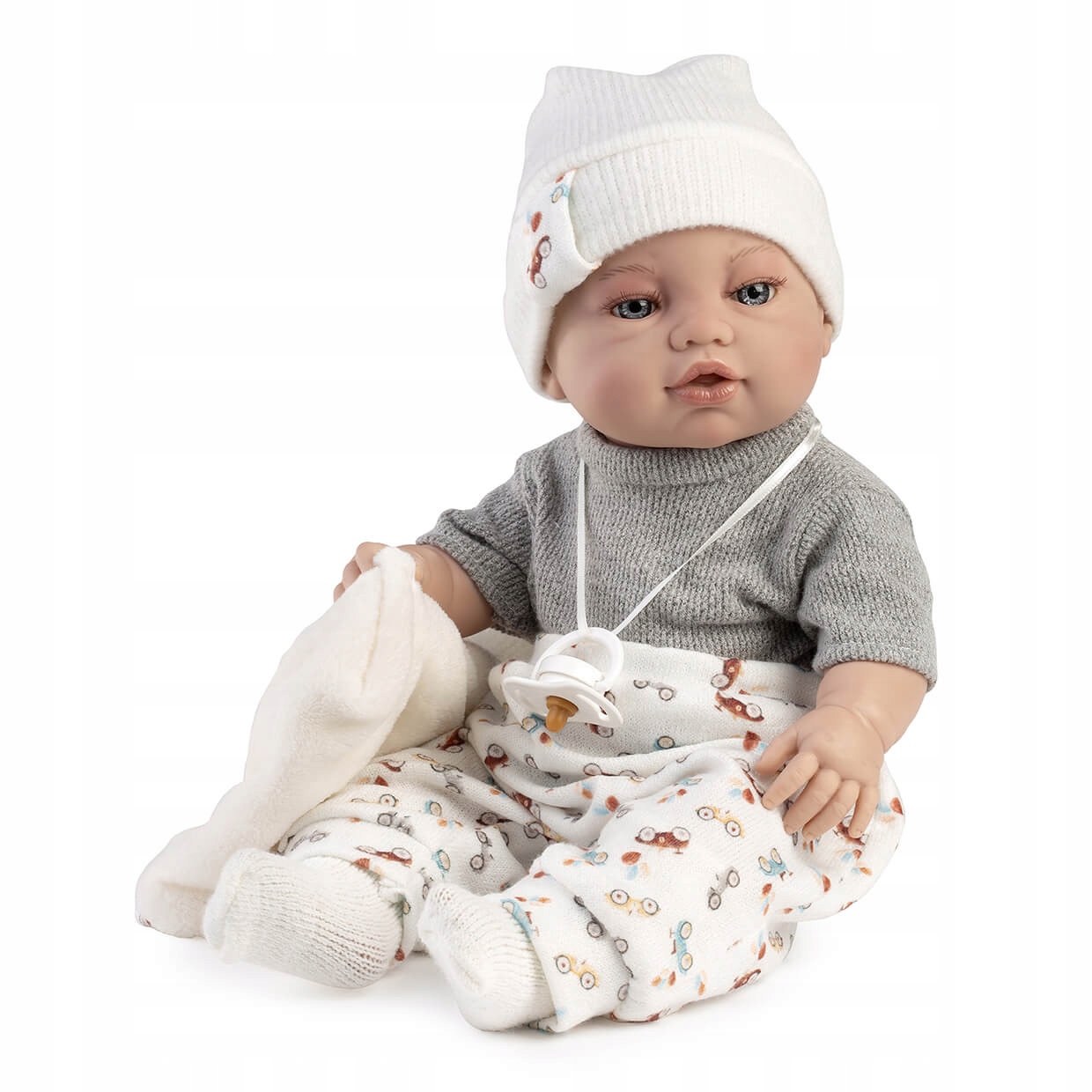 Lalka Noworodek 42 CM Winylowa Chłopczyk Z Smoczkiem