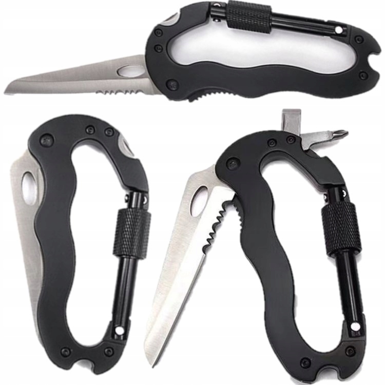 Multitool Ostry Nóż Karabińczyk 6W1 Survival