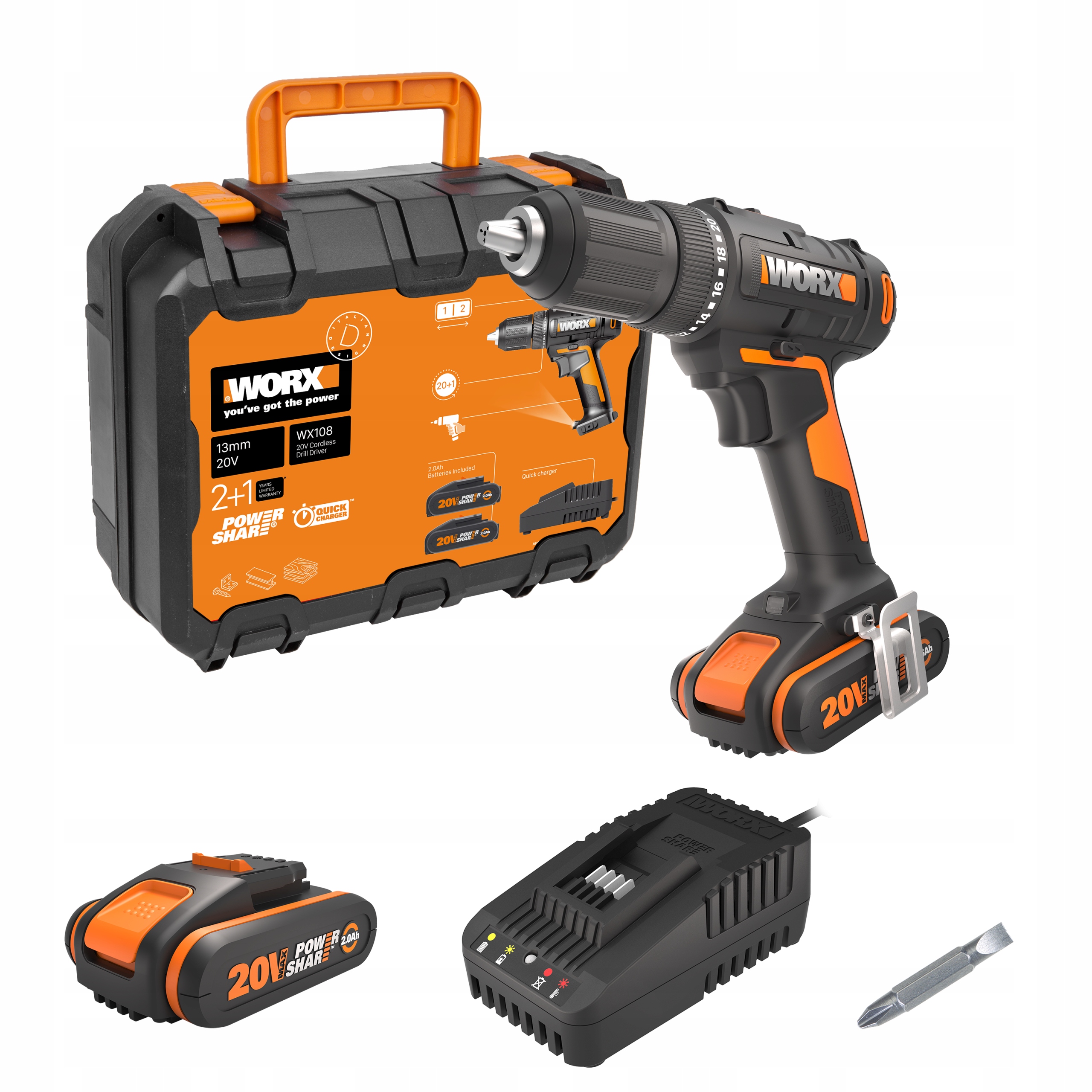 

Wkrętarka akumulatorowa Worx WX108 20V 45Nm Led