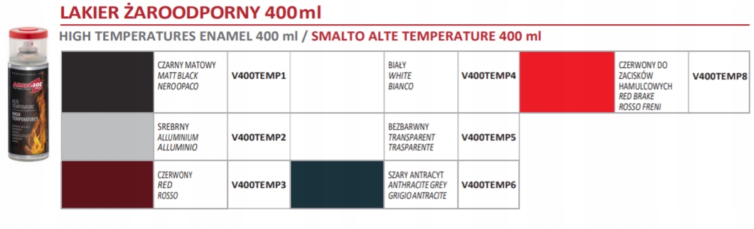 Lakier żaroodporny srebrny AMBROSOL 400ml S Opakowanie puszka