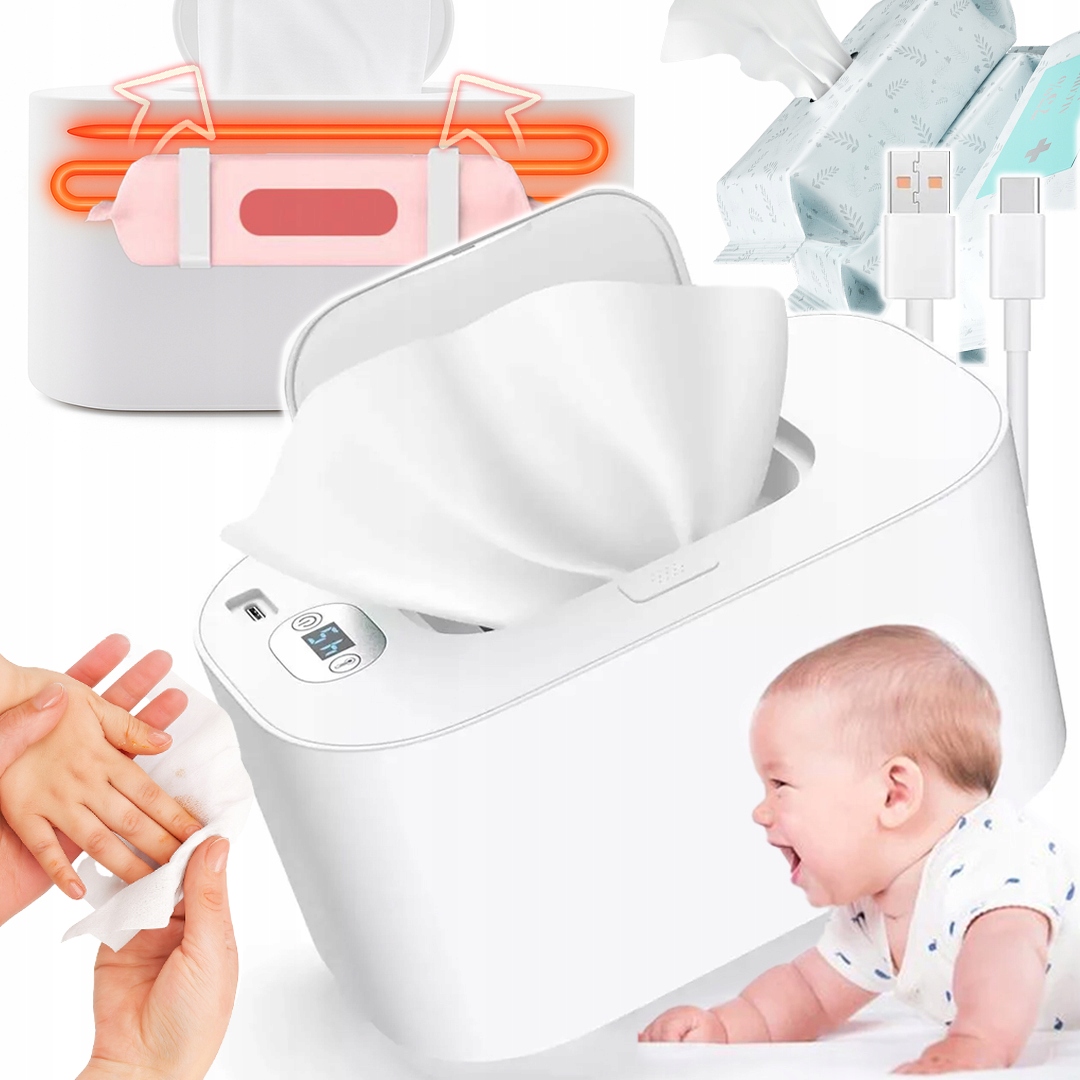 PRZENOŚNY PODGRZEWACZ DO MOKRYCH NAWILŻANYCH CHUSTECZEK DLA NIEMOWLĄT BIAŁY