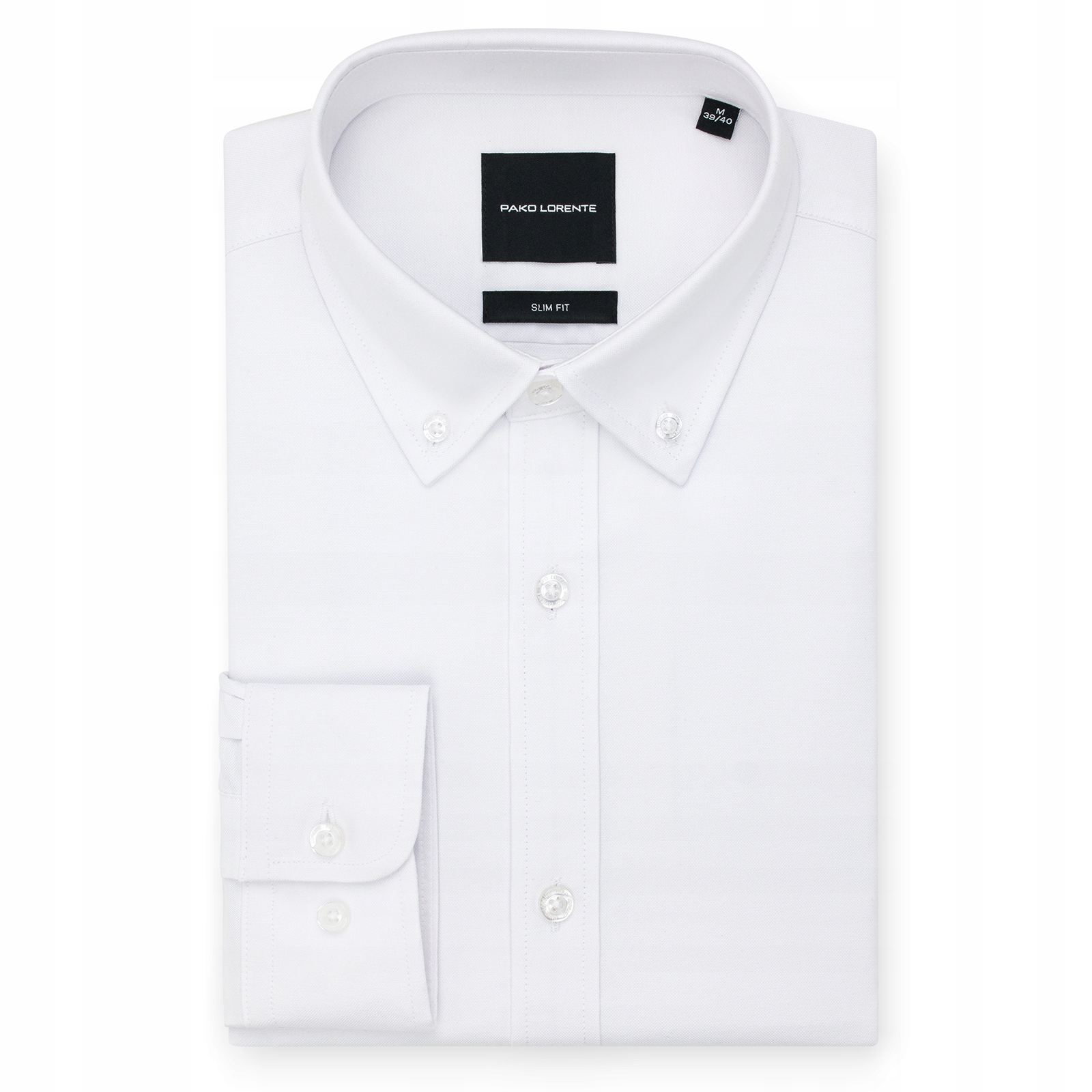 Bílá elegantní pánská košile s dlouhým rukávem Slim Pako Lorente vel M