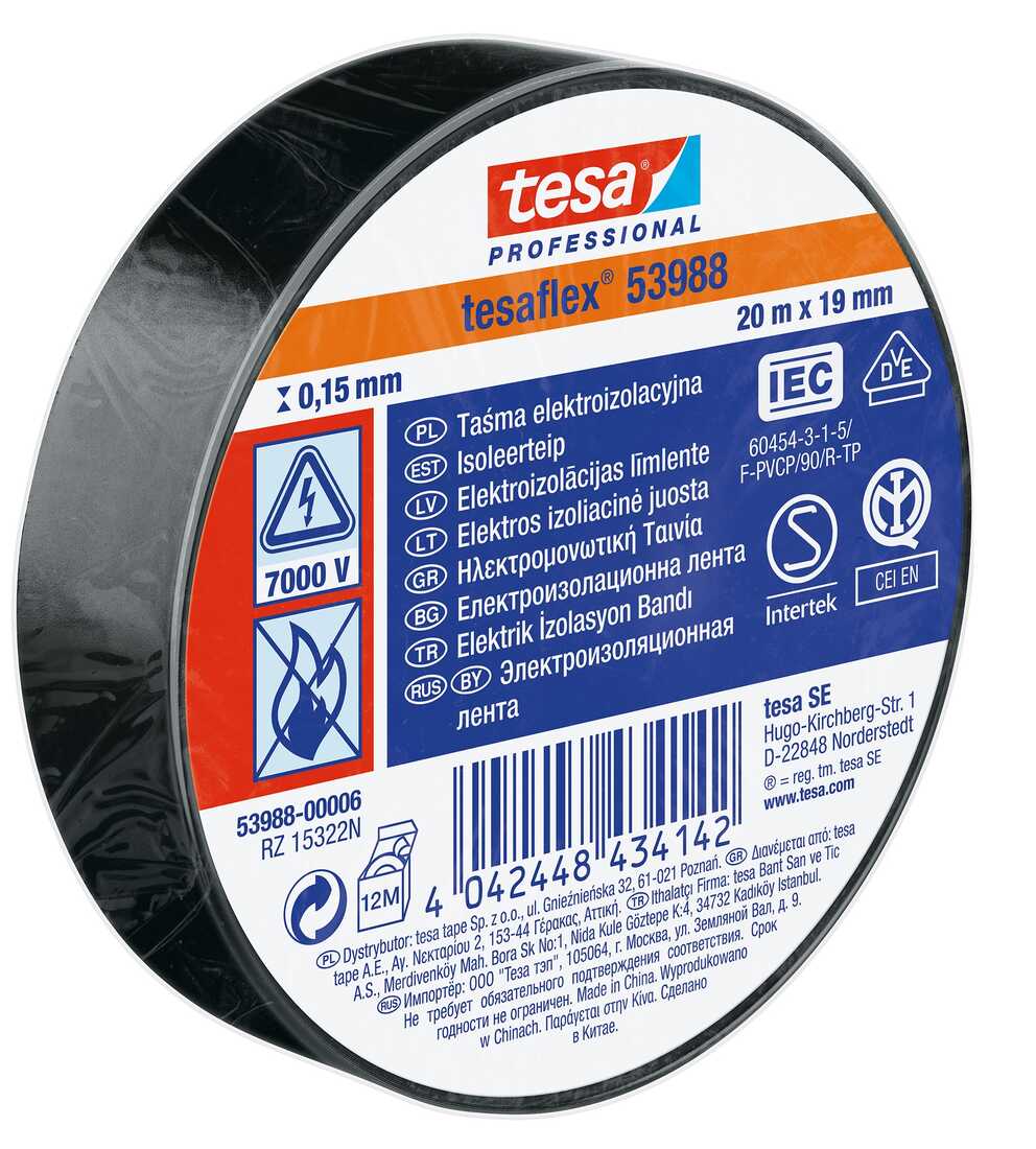 

Taśma izolacyjna tesa czarna 20 m x 19 mm