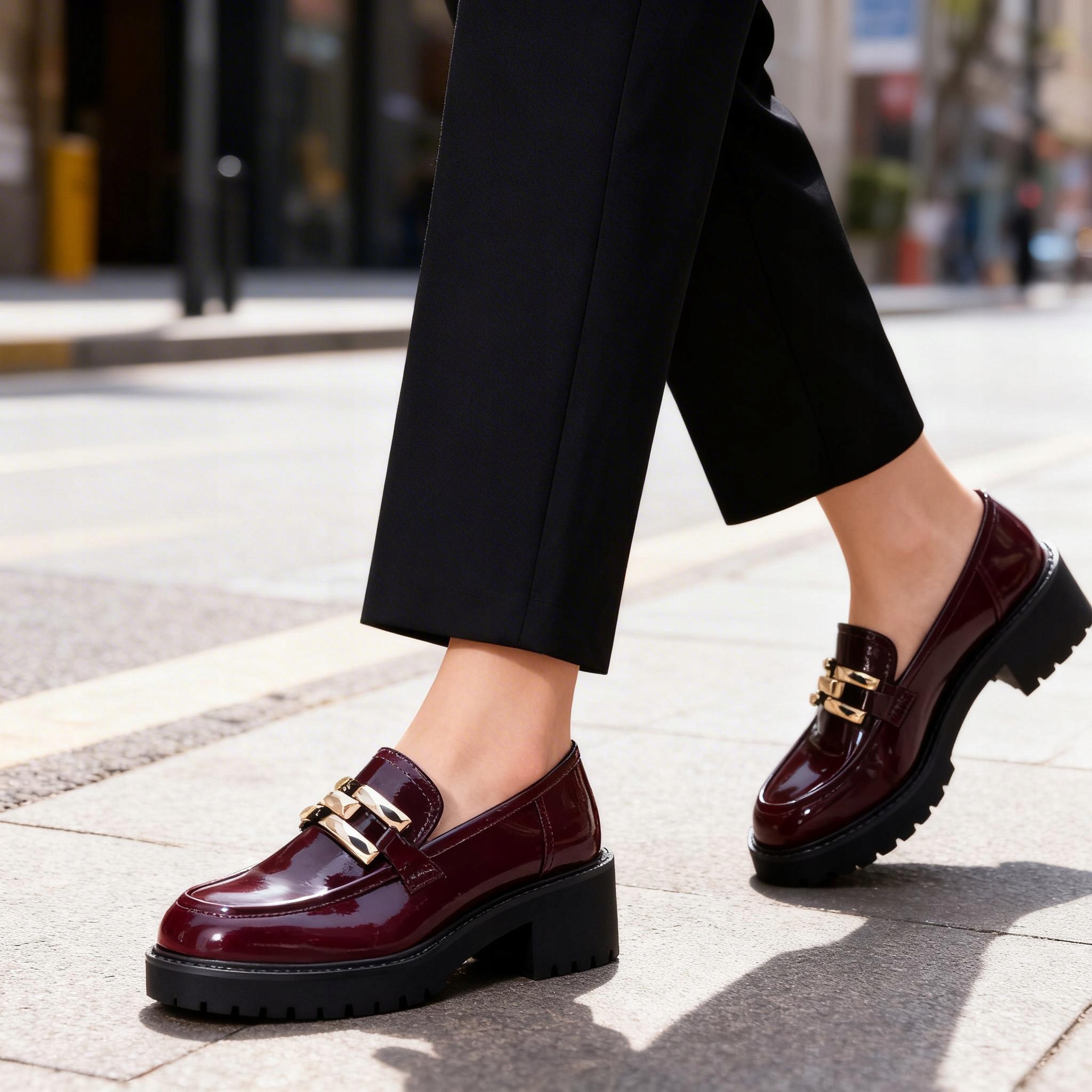 Mokasíny polobotky Laki na podpatku Bordové Marco Tozzi Feel Me 24770