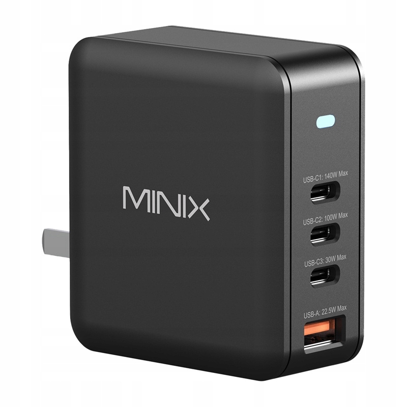 Minix NEO-P165 Nabíjačka GaN 165W 3x Usb-c Usb-a Pd 3.1 140W Eu Uk Us Pps