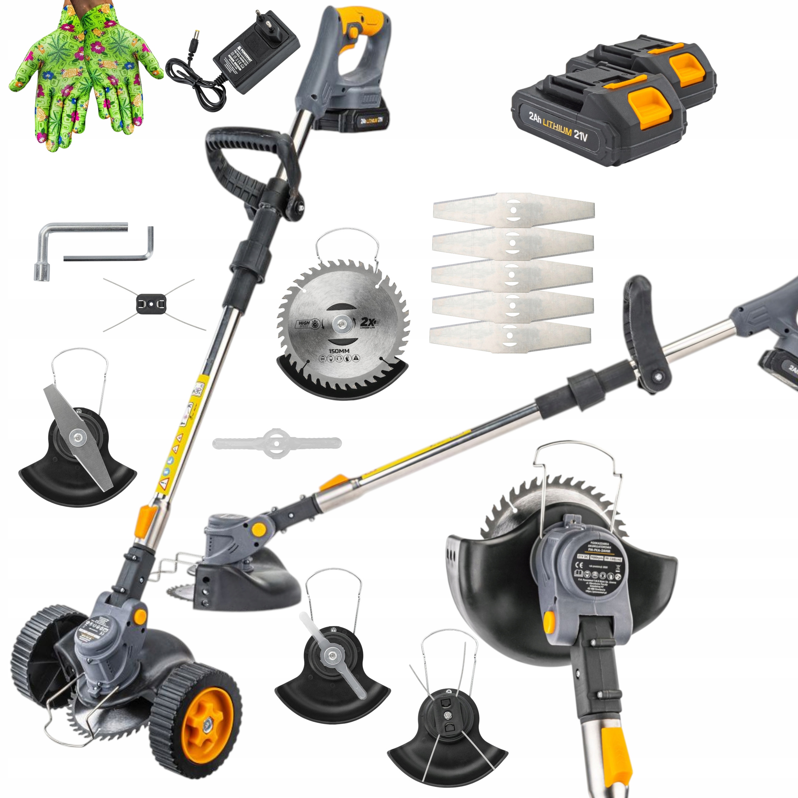 Podkaszarka Kosa Wykaszarka Akumulatorowa Koła Zestaw Akcesoriów 2X 2AH