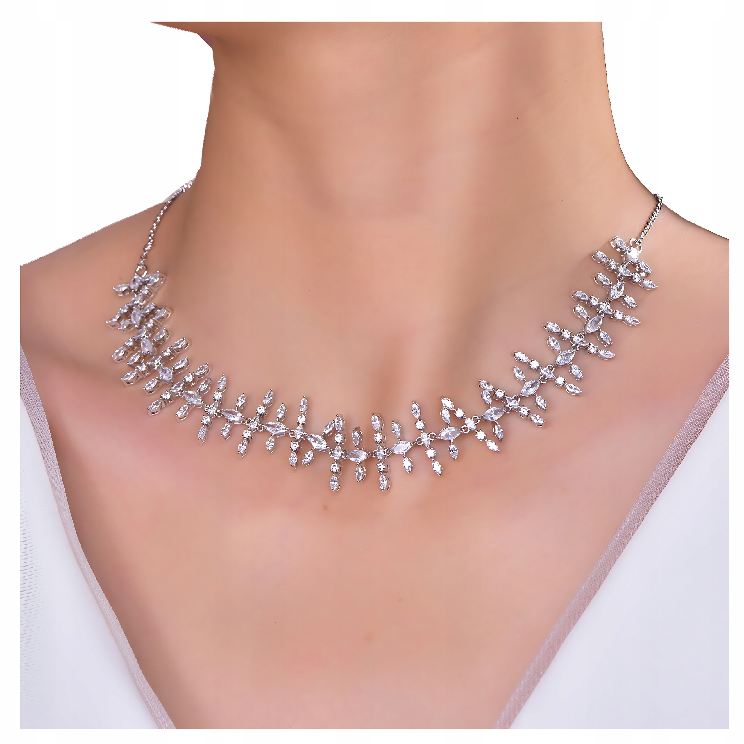 Stříbrný večerní náhrdelník řetízek stříbro 925 elegantní zirkony svatba