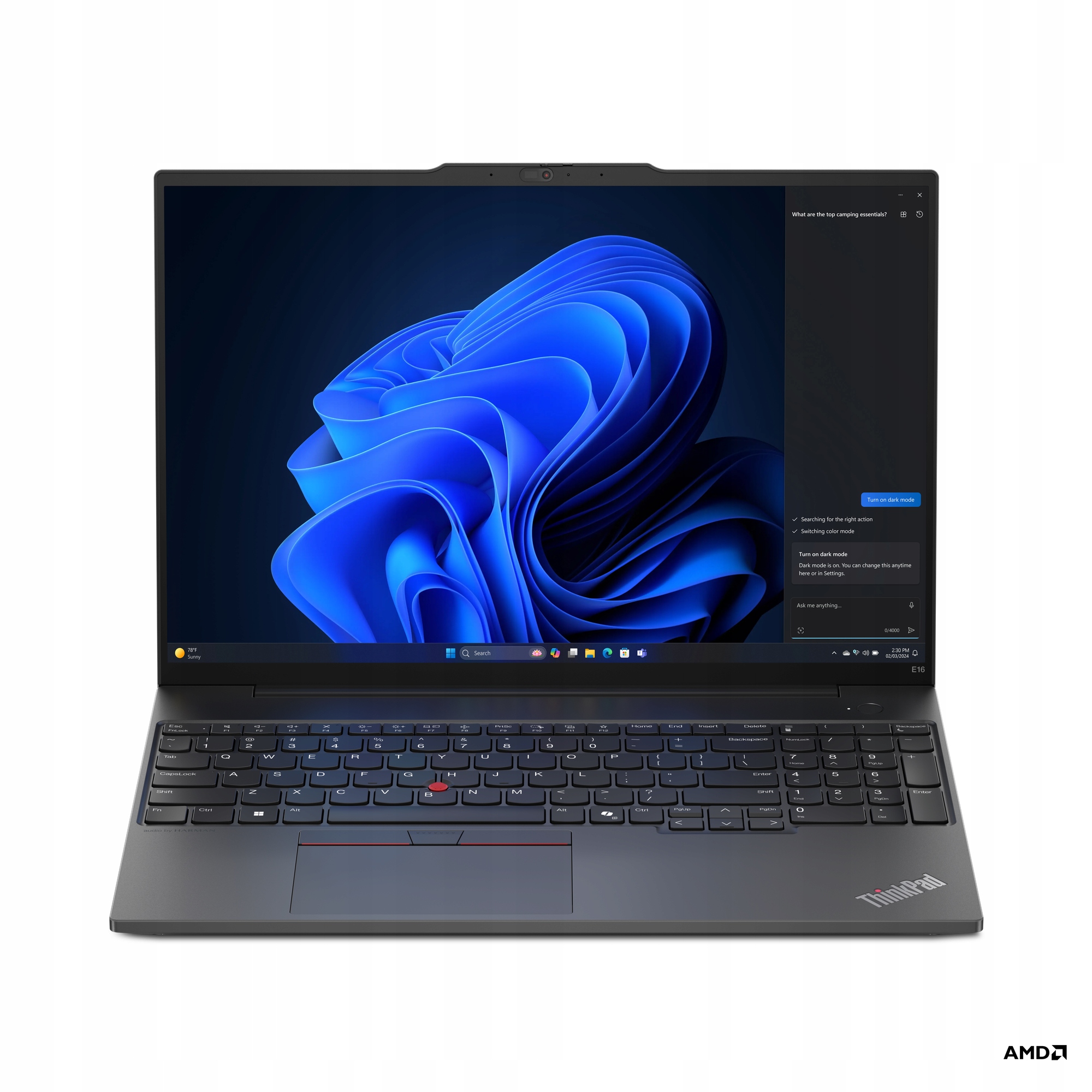 Aluminiowy Laptop Lenovo ThinkPad E16 G2 Ryzen 5 7535HS 16GB 256GB W11Pro