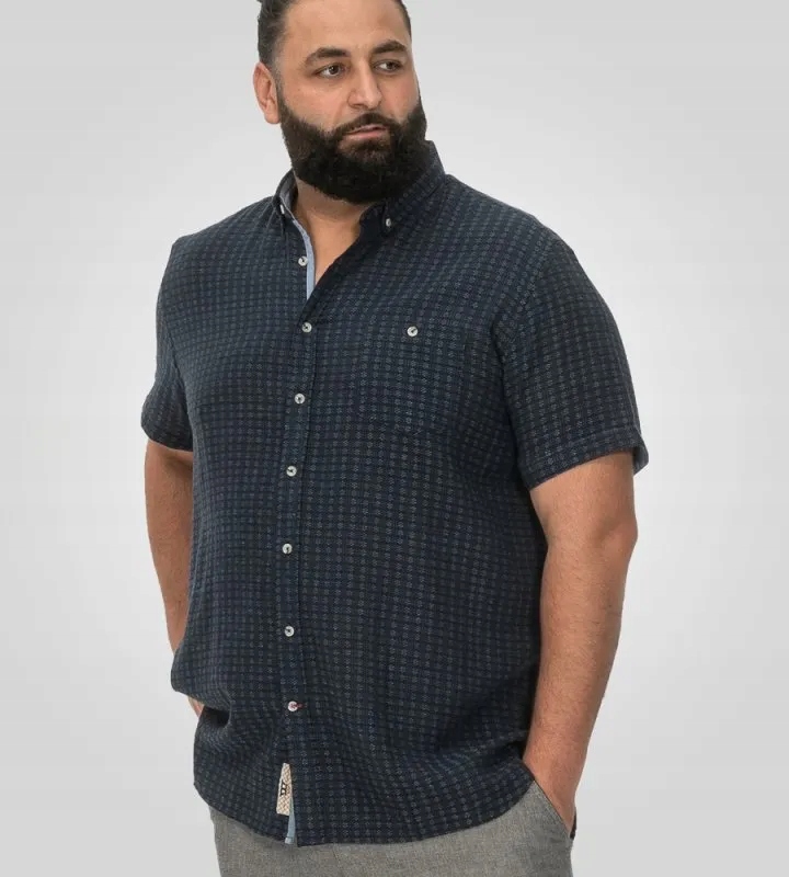 Velká pánská košile s kostkovaným lnem PONTEFRACT-D555