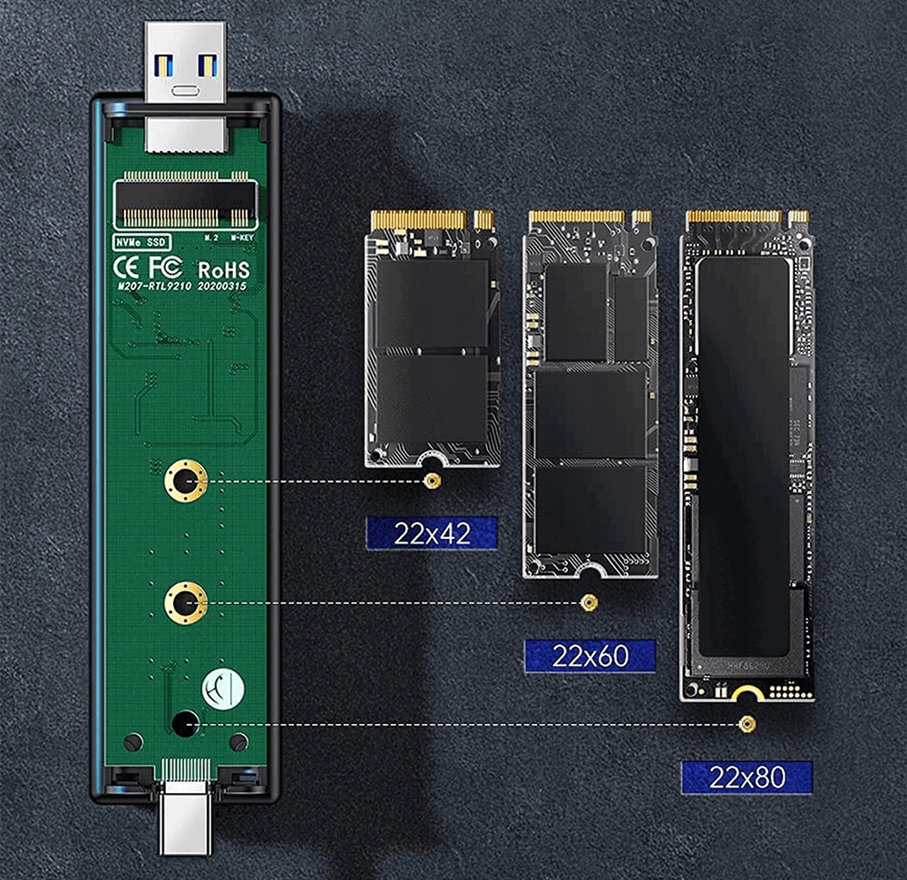 Obudowa 2w1 dysk SSD NVME PCIe M.2 USB i USB-C 3.2 Producent Reagle