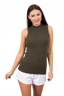 

Bluzka Damska Bez Rękawów Lato T-shirt khaki