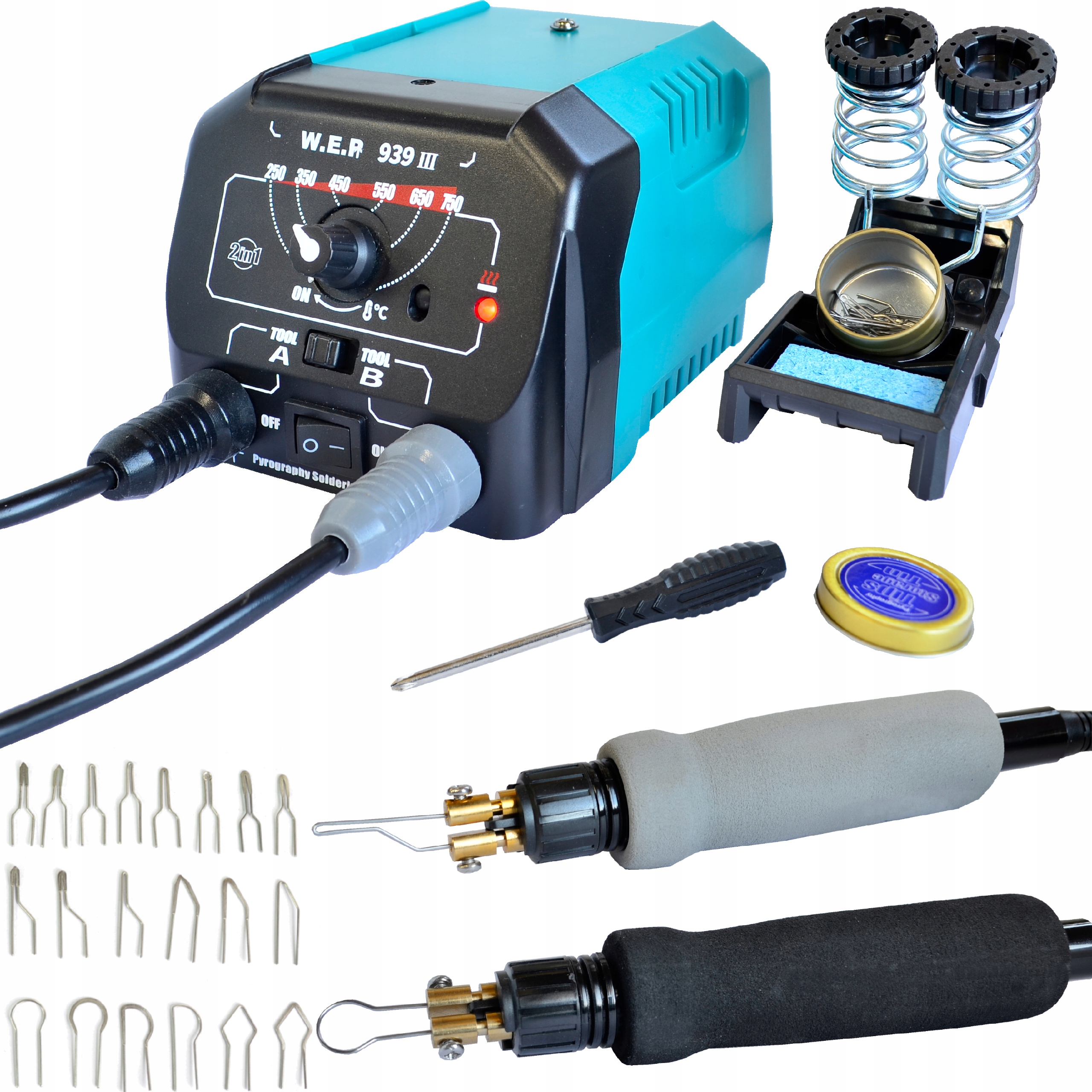 Wypalarka Do Drewna Skóry Pirograf Wep 939-III dwie kolby do szybkiej pracy