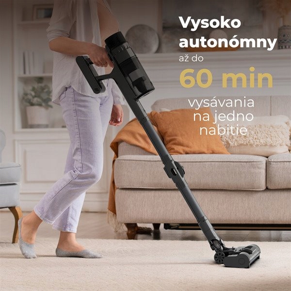 Aeno Tyčový vysavač SC2, Turbo kefa, Led, Ai nastavenie sacej sily, 60m…