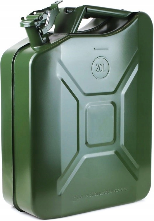 KANISTER METALOWY ZBIORNIK 20L NA PALIWO OLEJ BENZYNĘ ROPĘ + METALOWY LEJEK Stan opakowania oryginalne