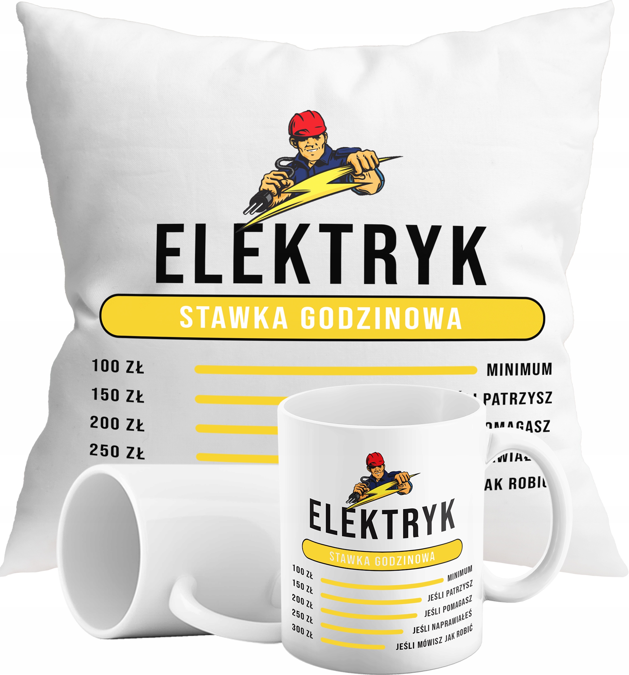 

Zestaw Kubek Poduszka Elektryk Stawka Parodia