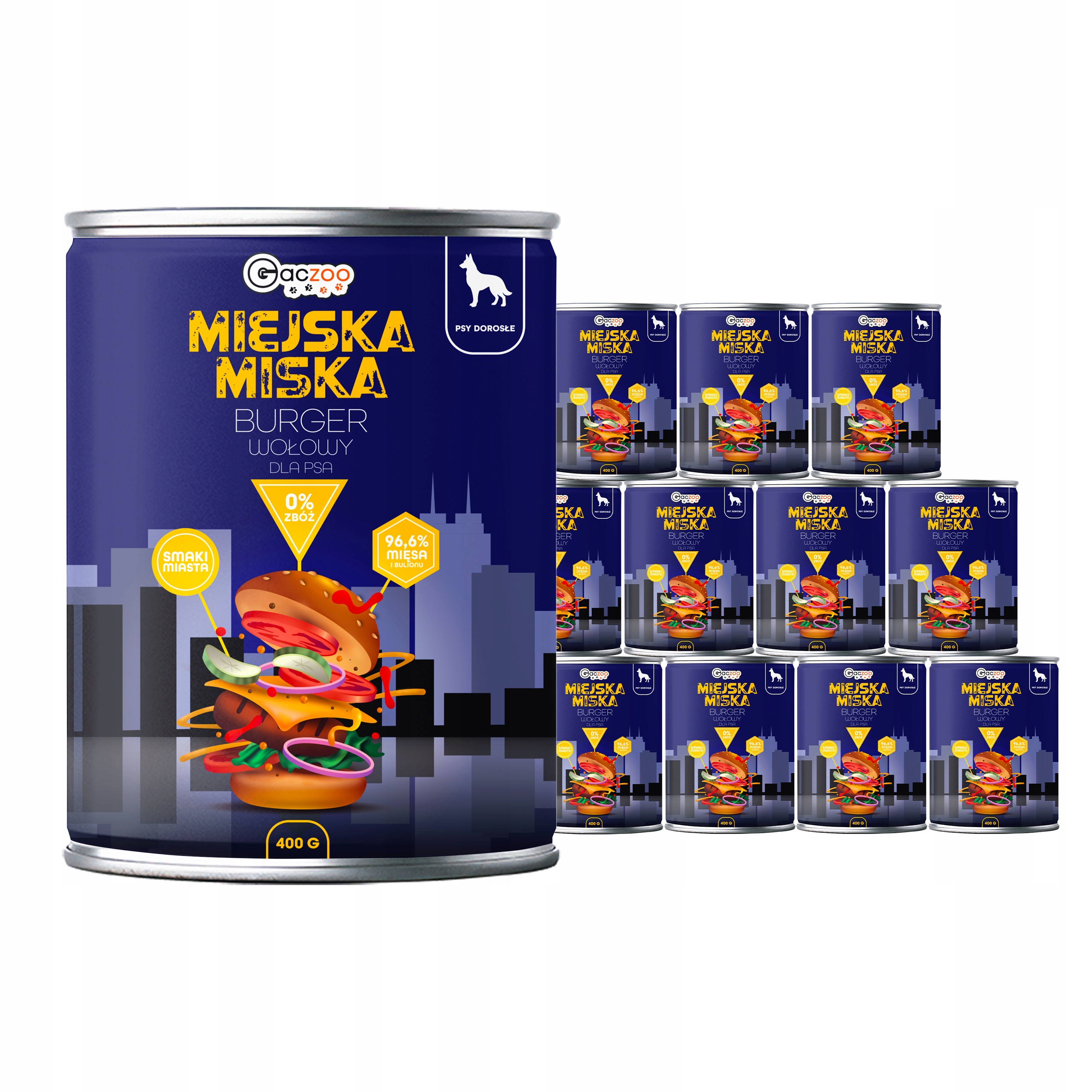 Levně Krmivo pro psa Městská miska Gaczoo Hovězí burger 12 x 400 g bez obilovin