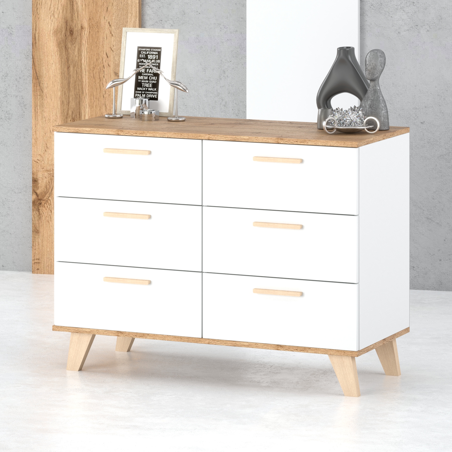 Komoda OSLO BIAŁA 100CM Pojemna Szafka 6 Szuflady Styl Skandynawski EAN (GTIN) 5906301893547