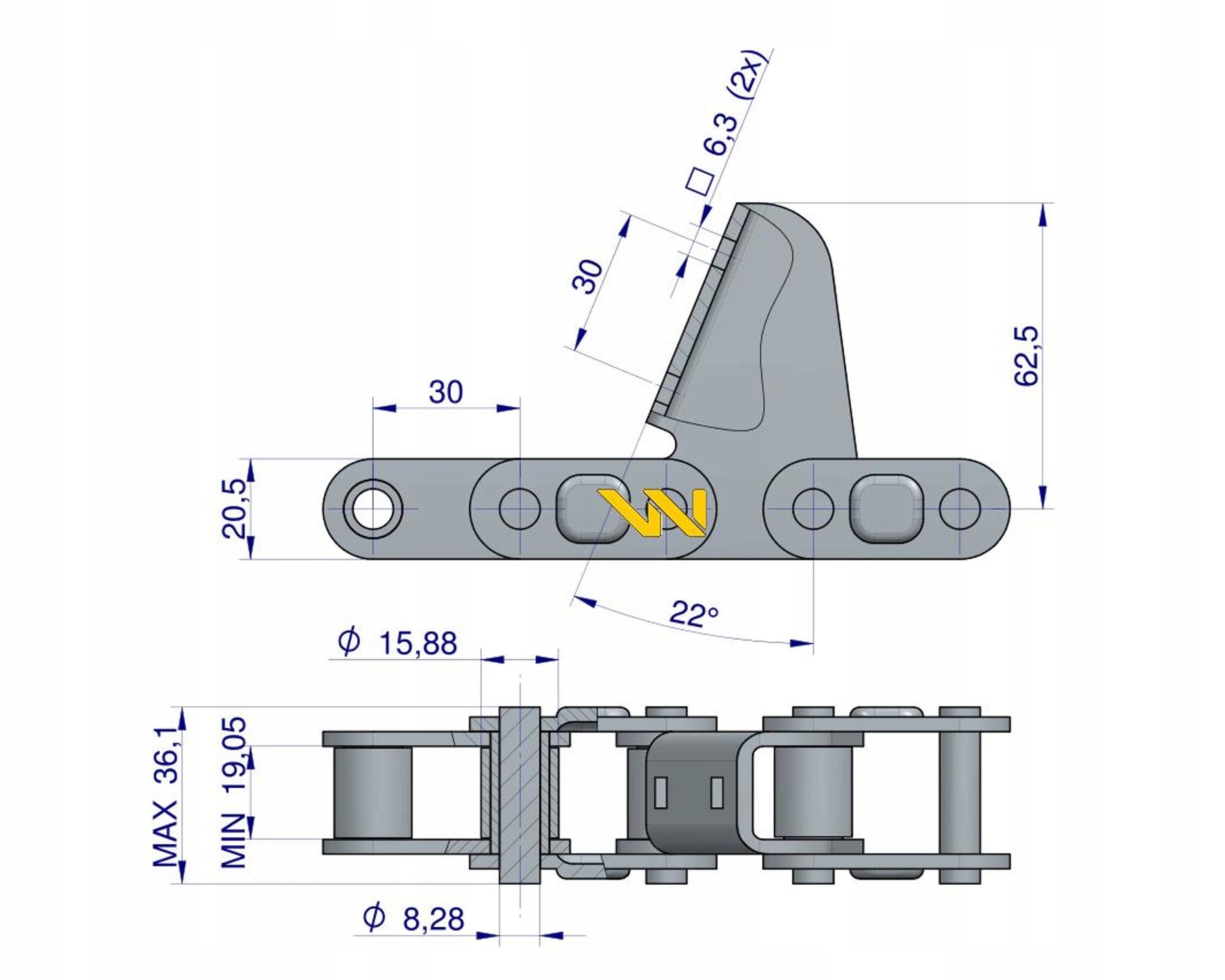 Řetěz nástavce kukuřice 73 článků CA627 Oros