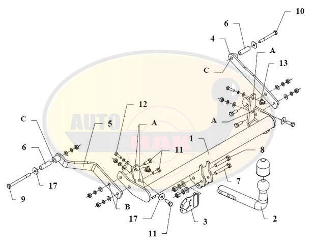 HAK HOLOWNICZY + 13 PIN RENAULT MEGANE I 1995-1999 Producent Auto-hak