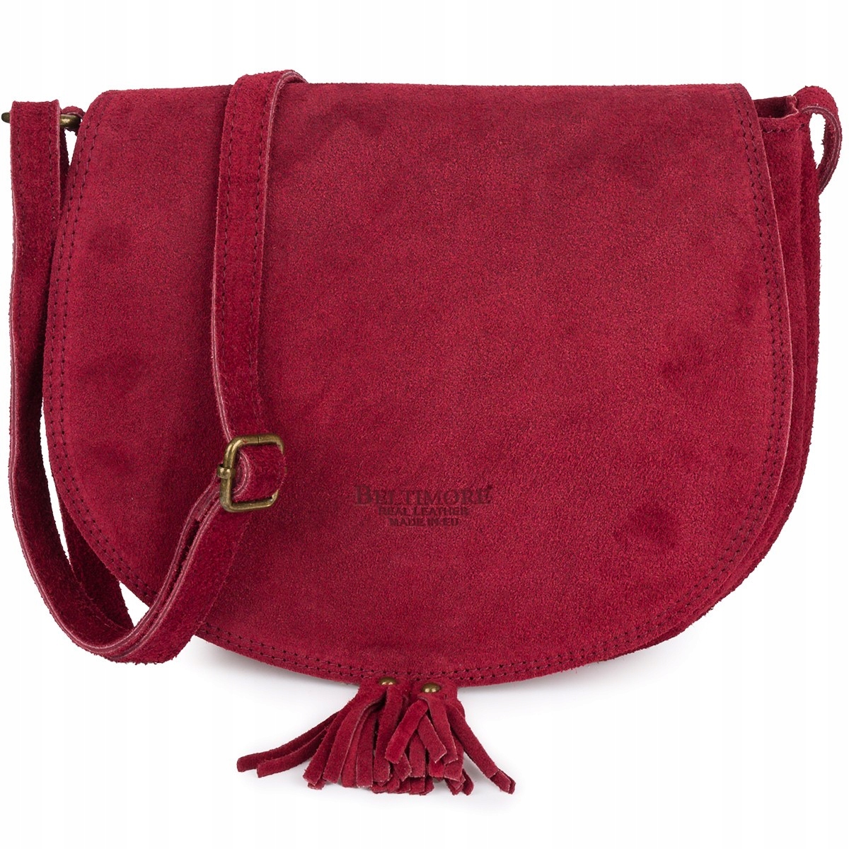 Kabelka podkova kabelka přes rameno semišová dámská italská kůže měkká bordó